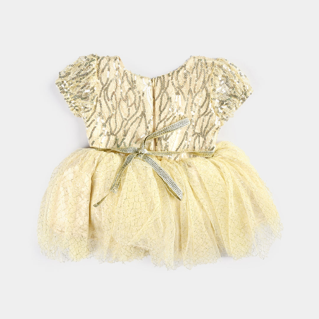 Infant Girls Sequence Fancy Frock Shimmer-W Gold