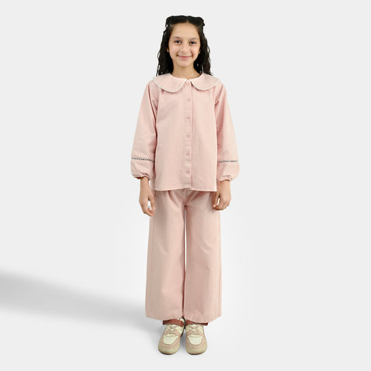Girls Cotton Twill Co-Ord Set Chunky (Pink)
