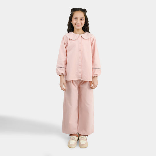 Girls Cotton Twill Co-Ord Set Chunky (Pink)