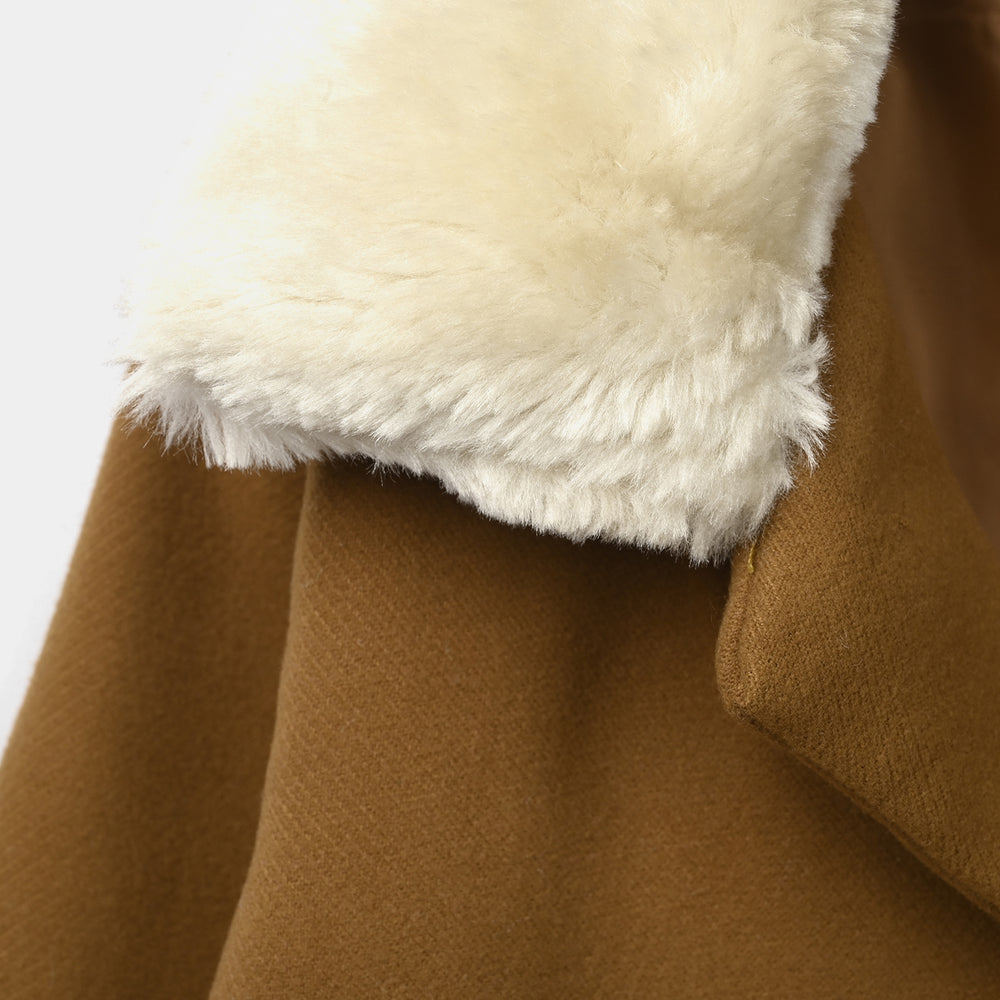 Girls Wool Jacket Crochet - Brown