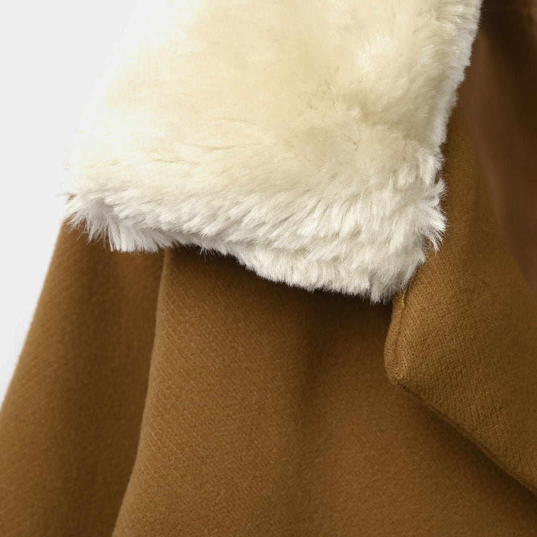 Girls Wool Jacket Crochet - Brown