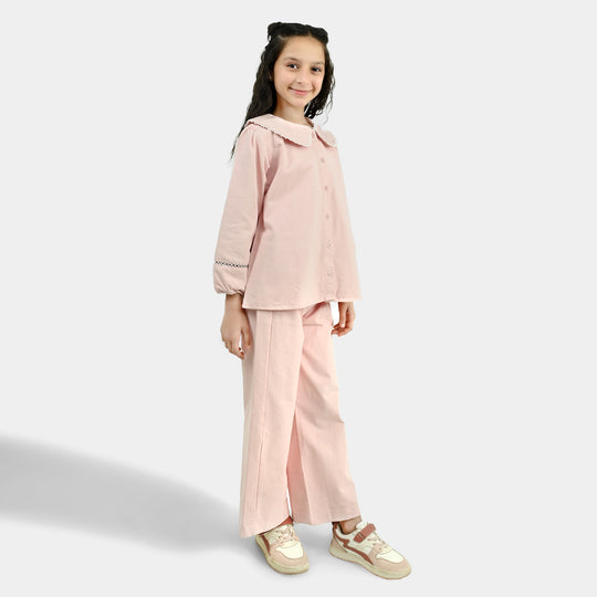 Girls Cotton Twill Co-Ord Set Chunky (Pink)