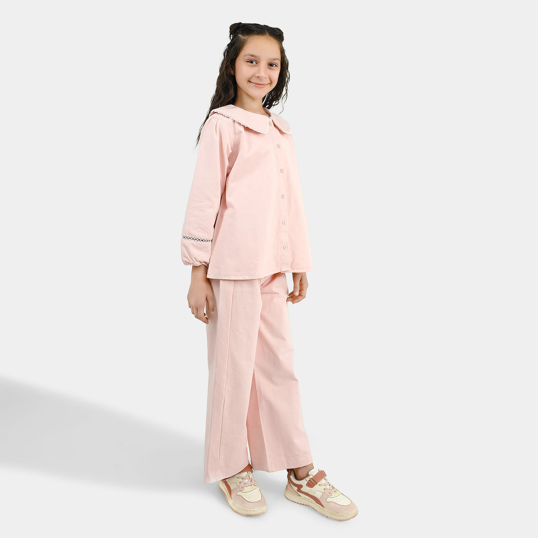 Girls Cotton Twill Co-Ord Set Chunky (Pink)