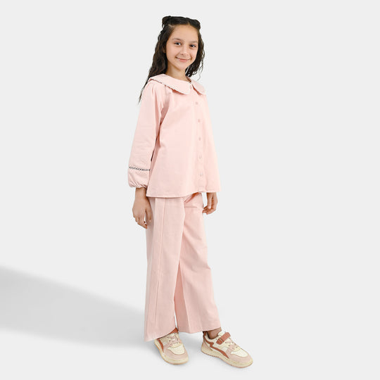 Girls Cotton Twill Co-Ord Set Chunky (Pink)