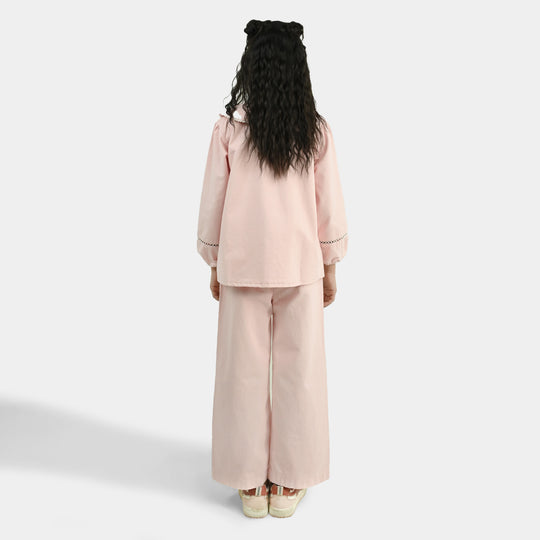 Girls Cotton Twill Co-Ord Set Chunky (Pink)