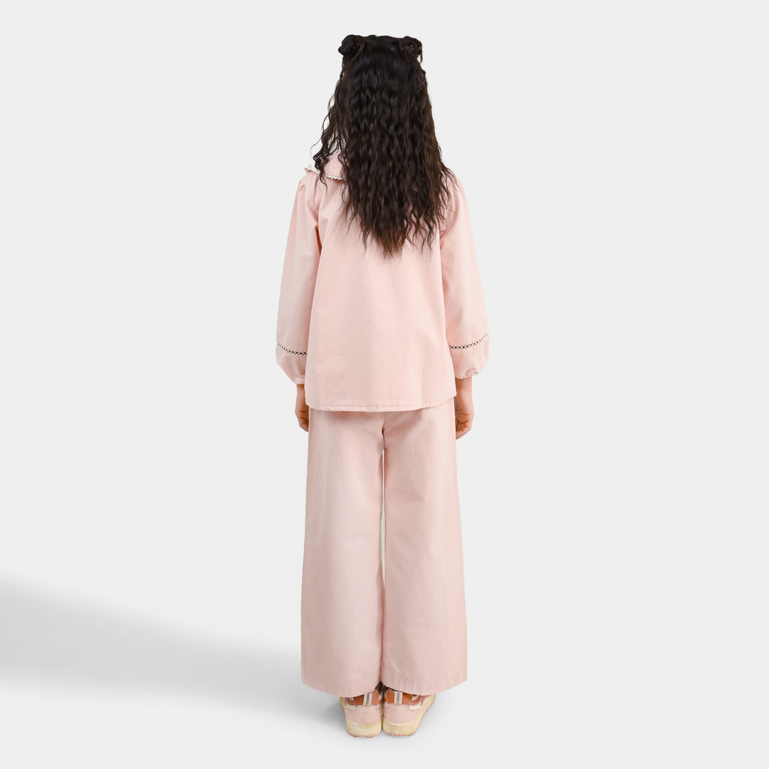Girls Cotton Twill Co-Ord Set Chunky (Pink)