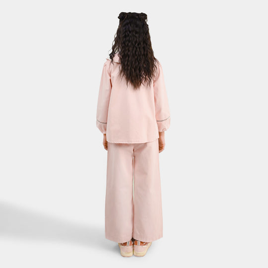 Girls Cotton Twill Co-Ord Set Chunky (Pink)