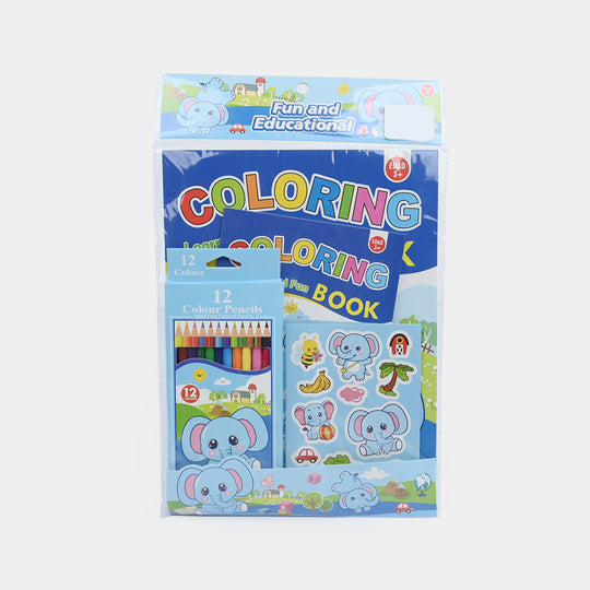 Cute Learning & Fun Coloring & Sticker Activity Set