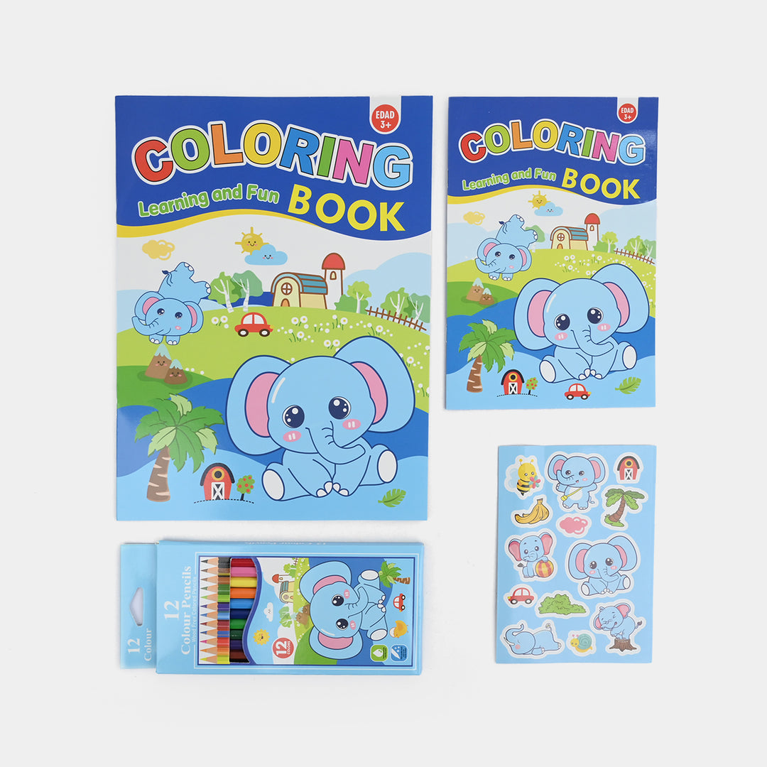 Cute Learning & Fun Coloring & Sticker Activity Set