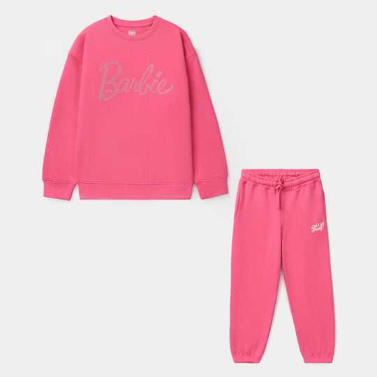 Girls Fleece 2 Piece Suit-Pink