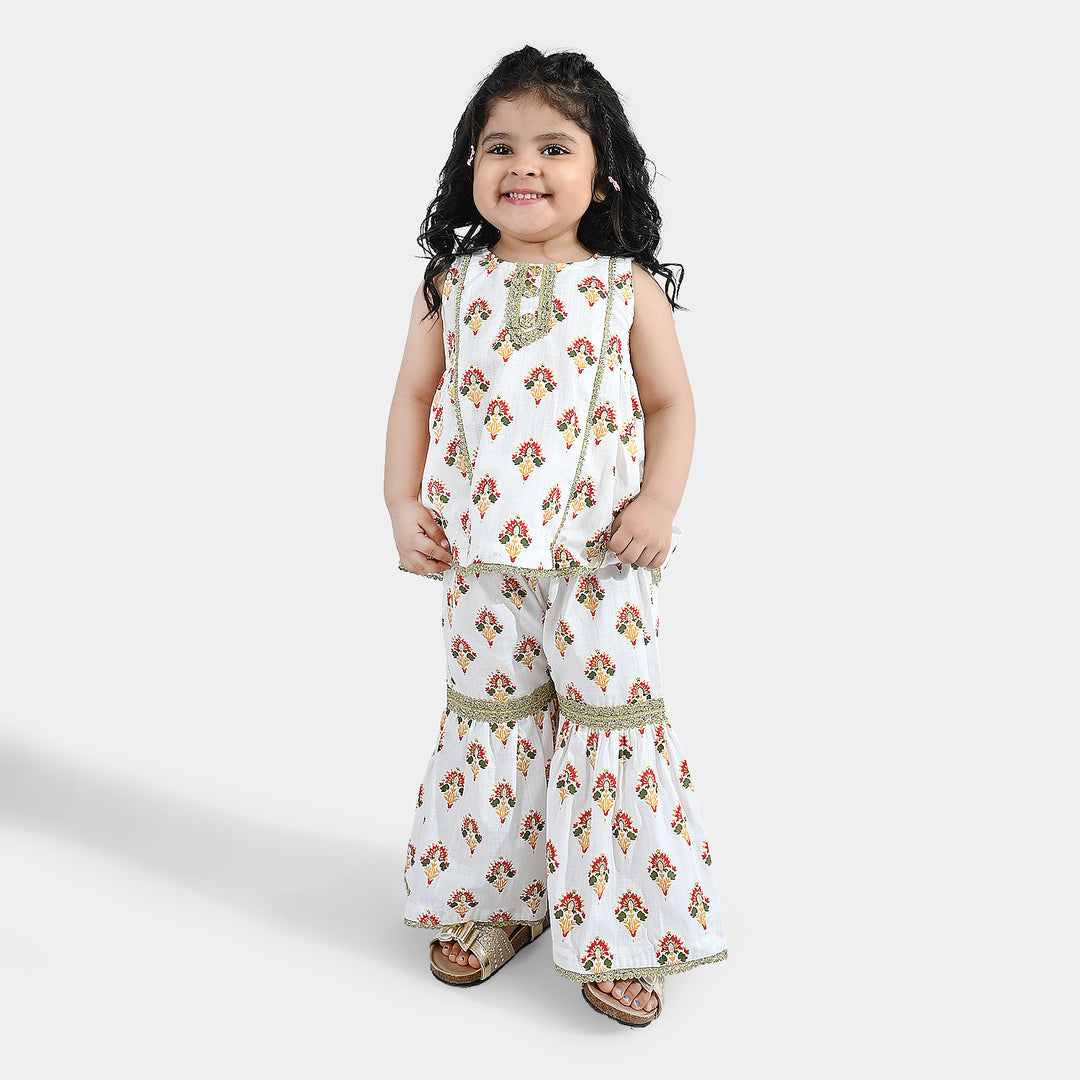 Infant Girls Cotton 2Pcs Roshan-Off White