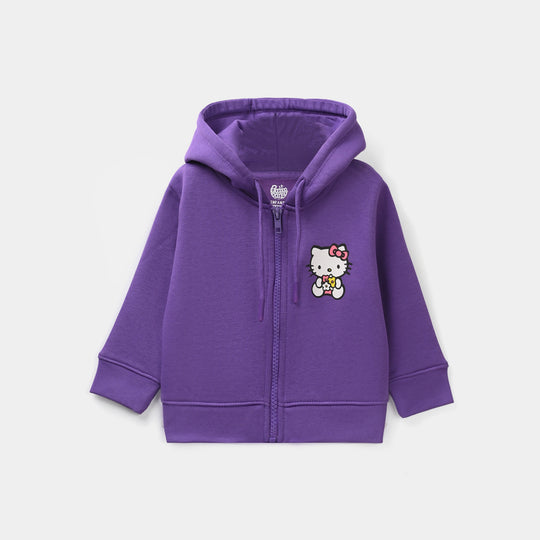 Infant Girls Fleece Knitted Jacket-Purple