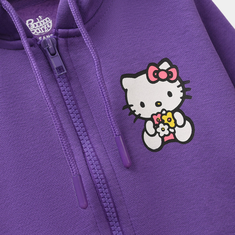 Infant Girls Fleece Knitted Jacket-Purple