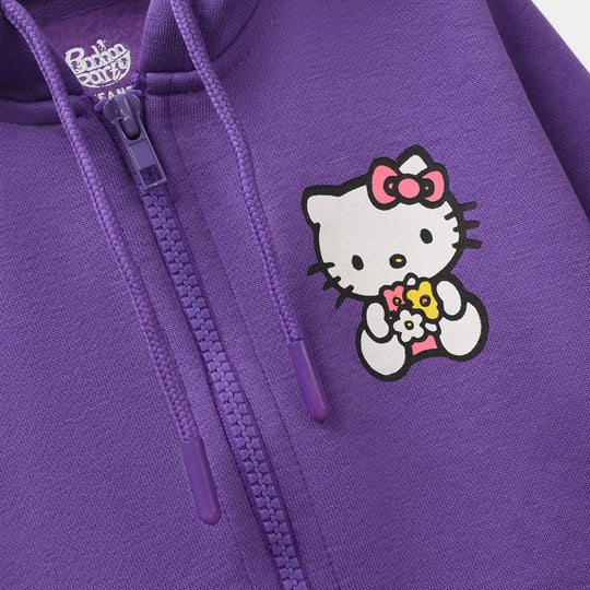 Infant Girls Fleece Knitted Jacket-Purple