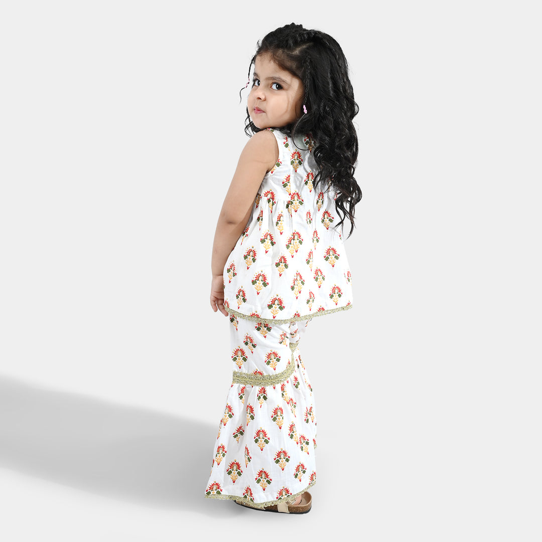 Infant Girls Cotton 2Pcs Roshan-Off White