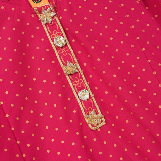 Girls Cotton 2-Pcs Suit (Arzoo) - Bright Pink