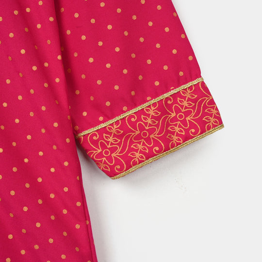 Girls Cotton 2-Pcs Suit (Arzoo) - Bright Pink