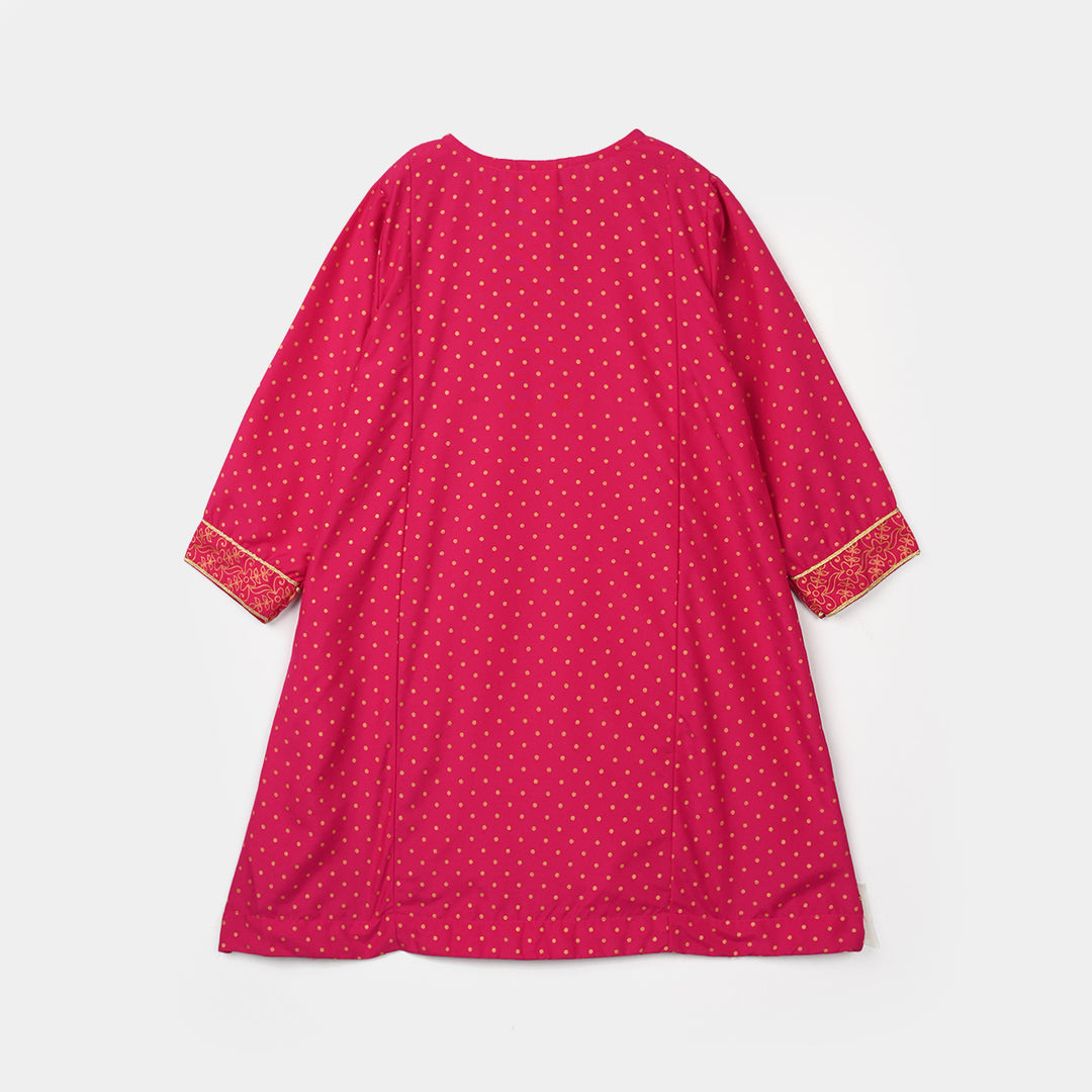 Girls Cotton 2-Pcs Suit (Arzoo) - Bright Pink