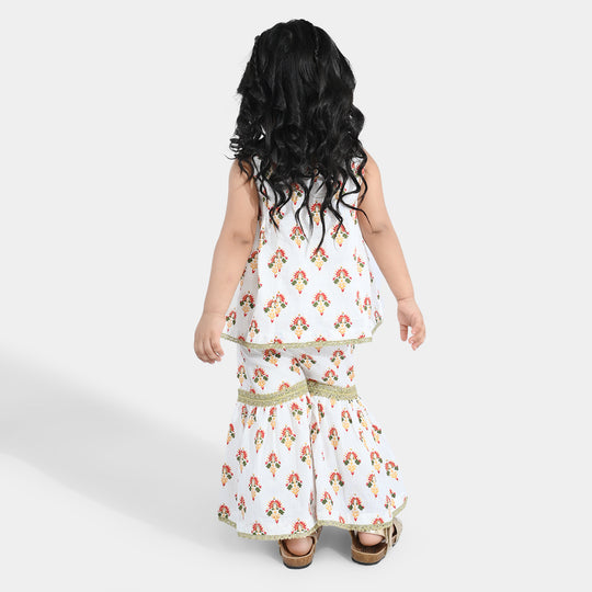 Infant Girls Cotton 2Pcs Roshan-Off White