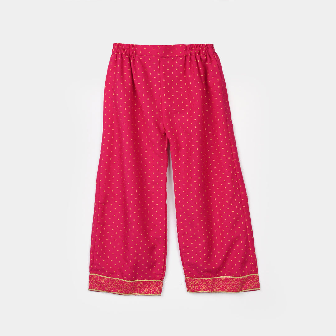 Girls Cotton 2-Pcs Suit (Arzoo) - Bright Pink