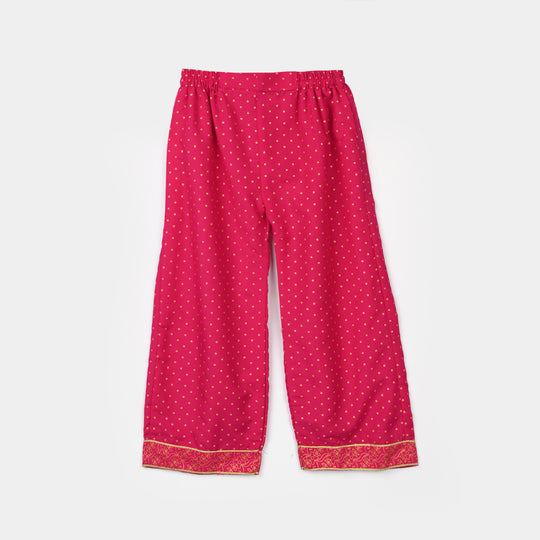Girls Cotton 2-Pcs Suit (Arzoo) - Bright Pink