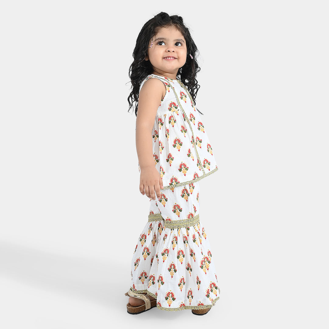 Infant Girls Cotton 2Pcs Roshan-Off White