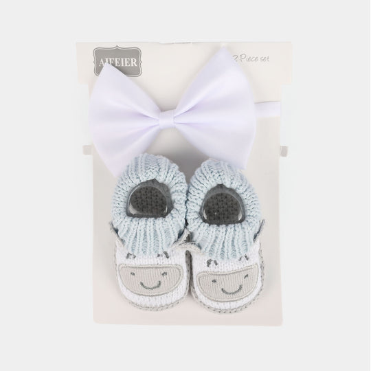 Baby Socks Booties with Headband | 3-12M