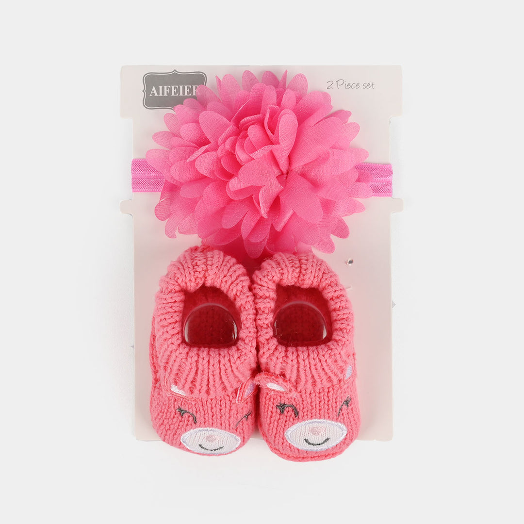 Baby Socks Booties with Headband | 3-12M