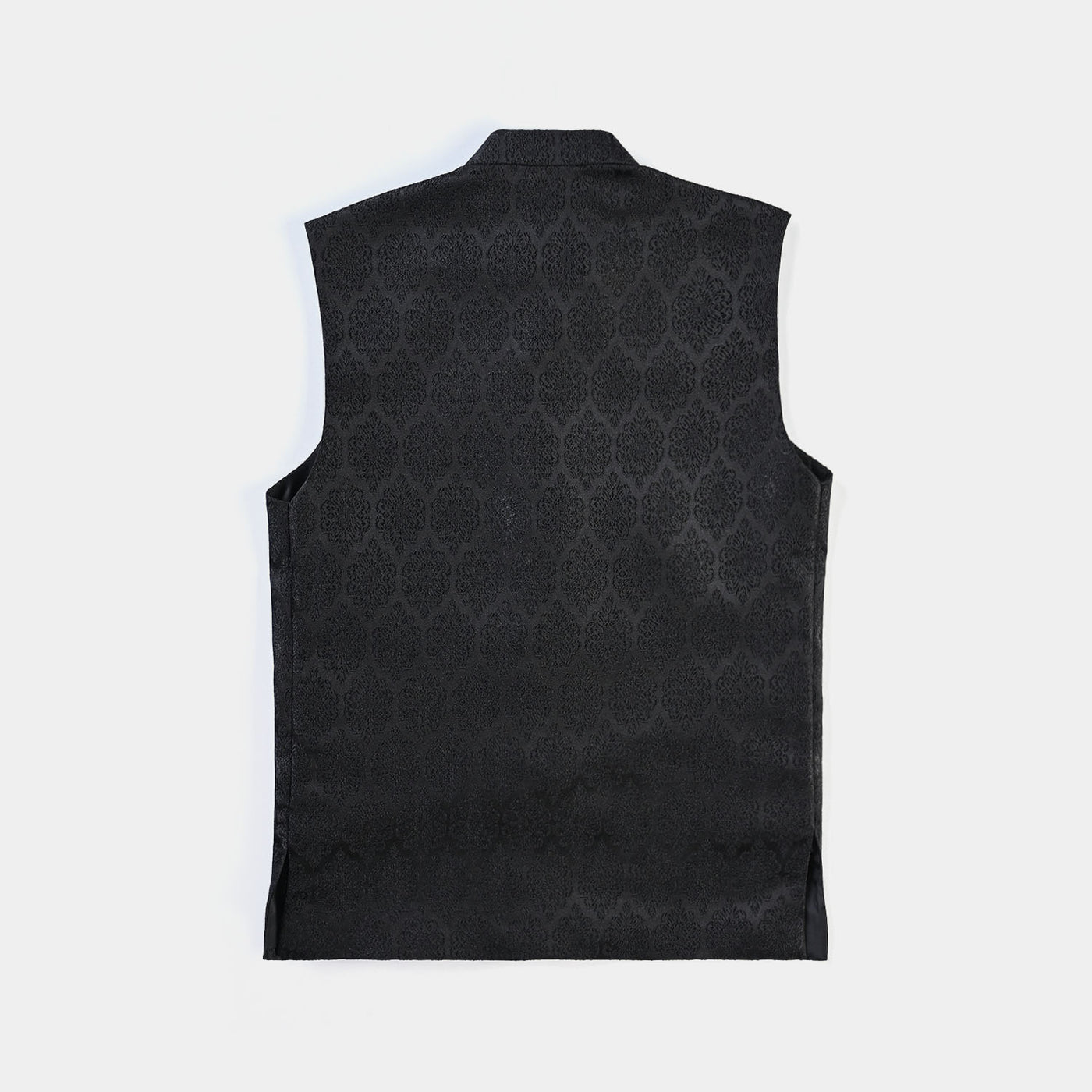 Boys Poly Viscose Waistcoat (Jamawar Black)-BLACK