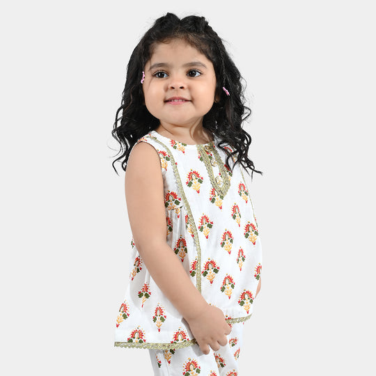 Infant Girls Cotton 2Pcs Roshan-Off White