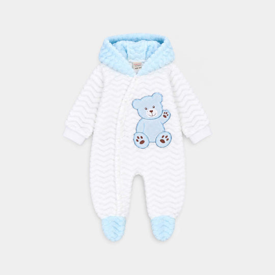 Infant Unisex Sherpa Romper FL259-1P - White/Blue