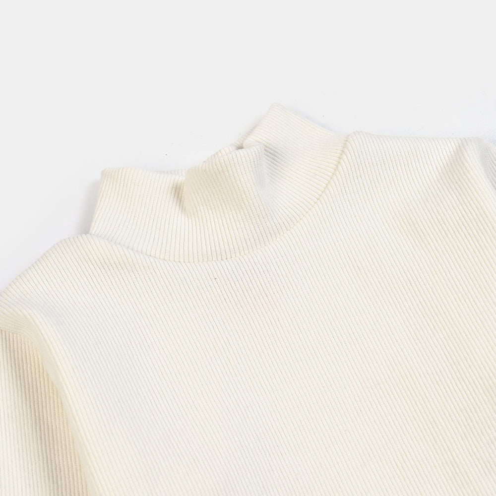 Boys 2x1 Rib Turtle Neck-Off White