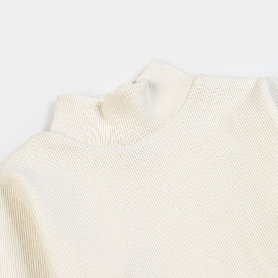 Boys 2x1 Rib Turtle Neck-Off White
