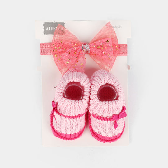 Baby Socks Booties with Headband | 3-12M