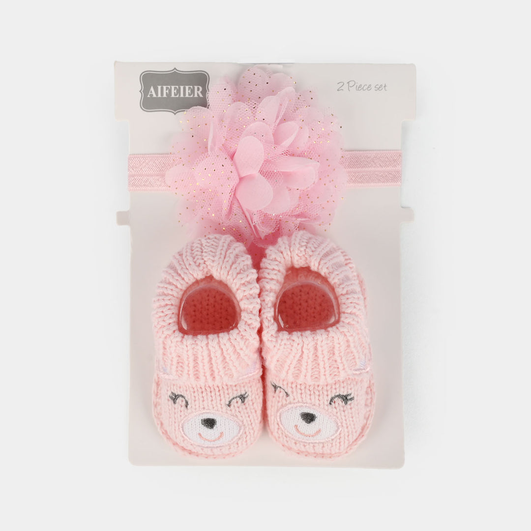 Baby Socks Booties with Headband | 3-12M