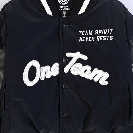 Boys Polyester Quilted Jacket One Team-BLACK