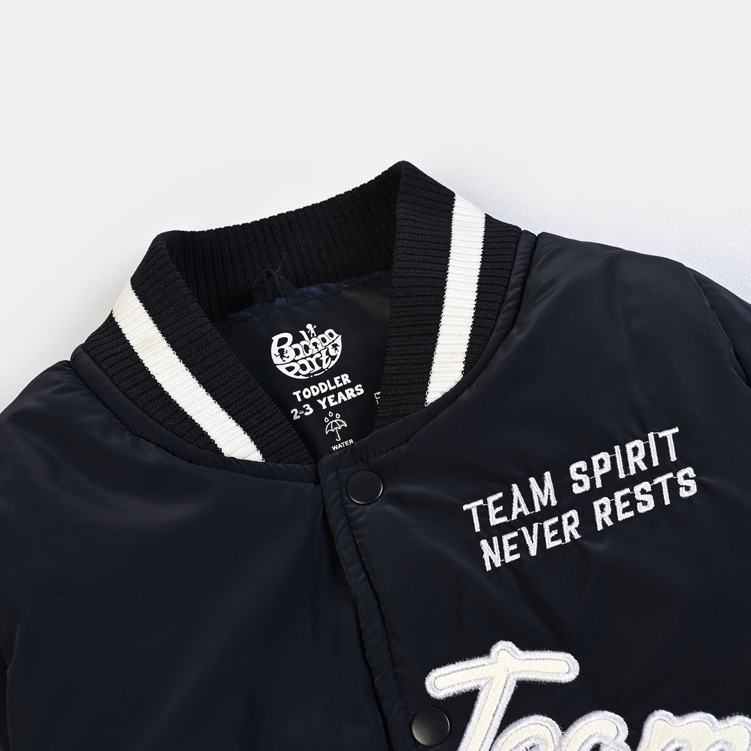 Boys Polyester Quilted Jacket One Team-BLACK