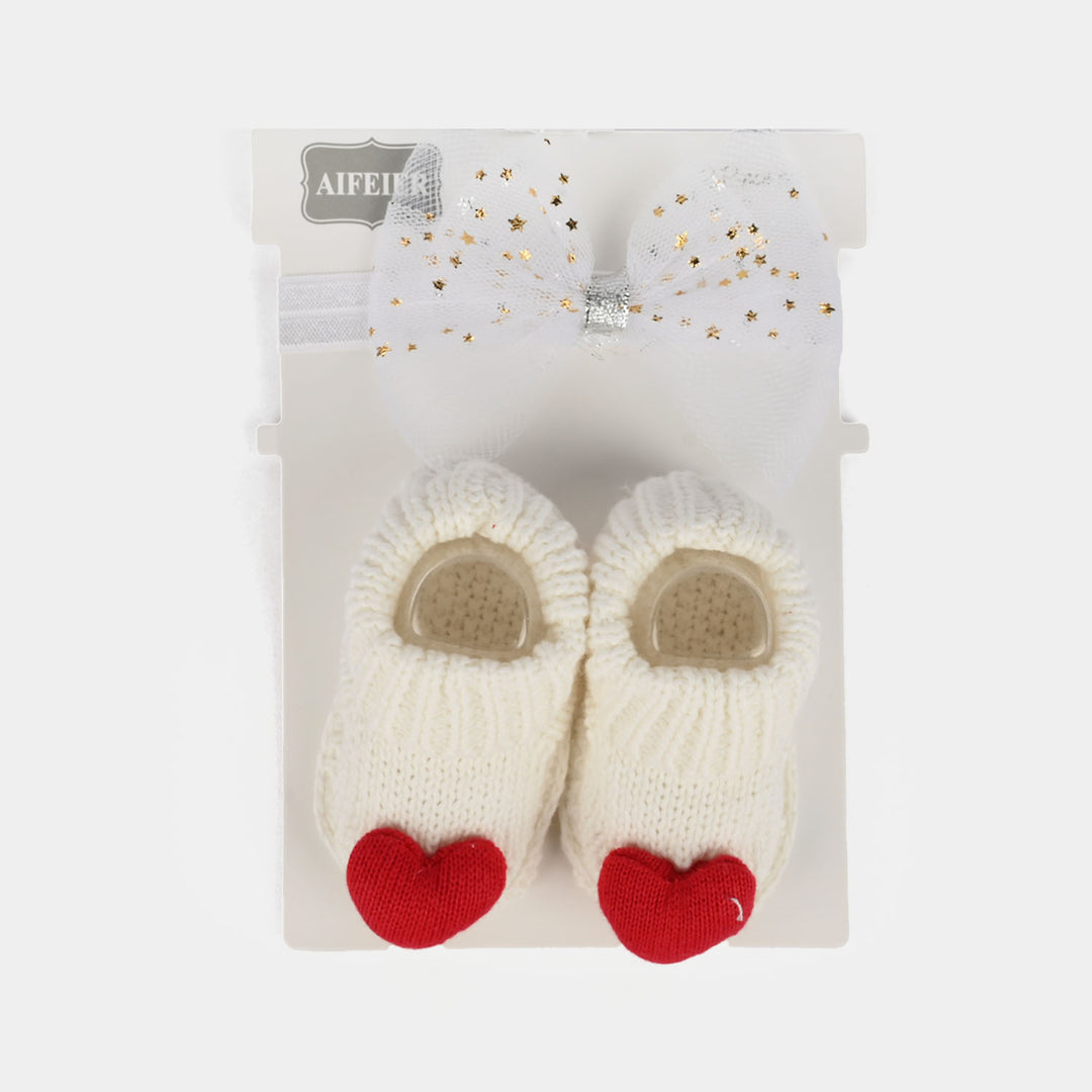 Baby Socks Booties with Headband | 3-12M