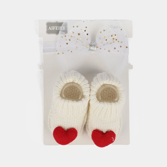 Baby Socks Booties with Headband | 3-12M