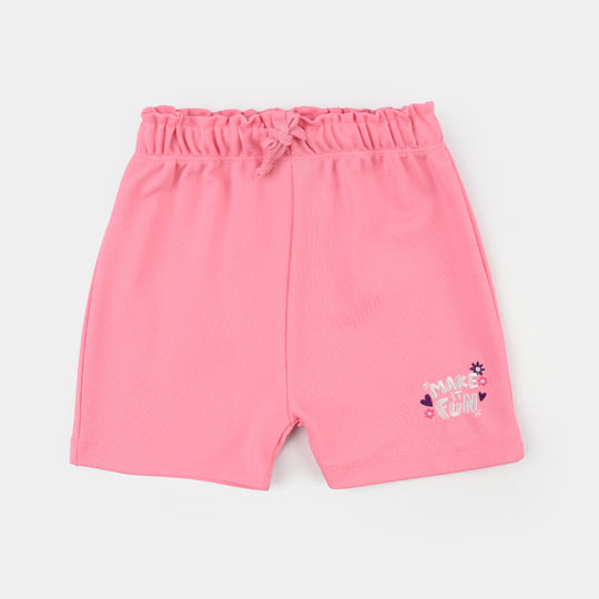 Infant Girls Cotton PK Knitted Shorts - Pink