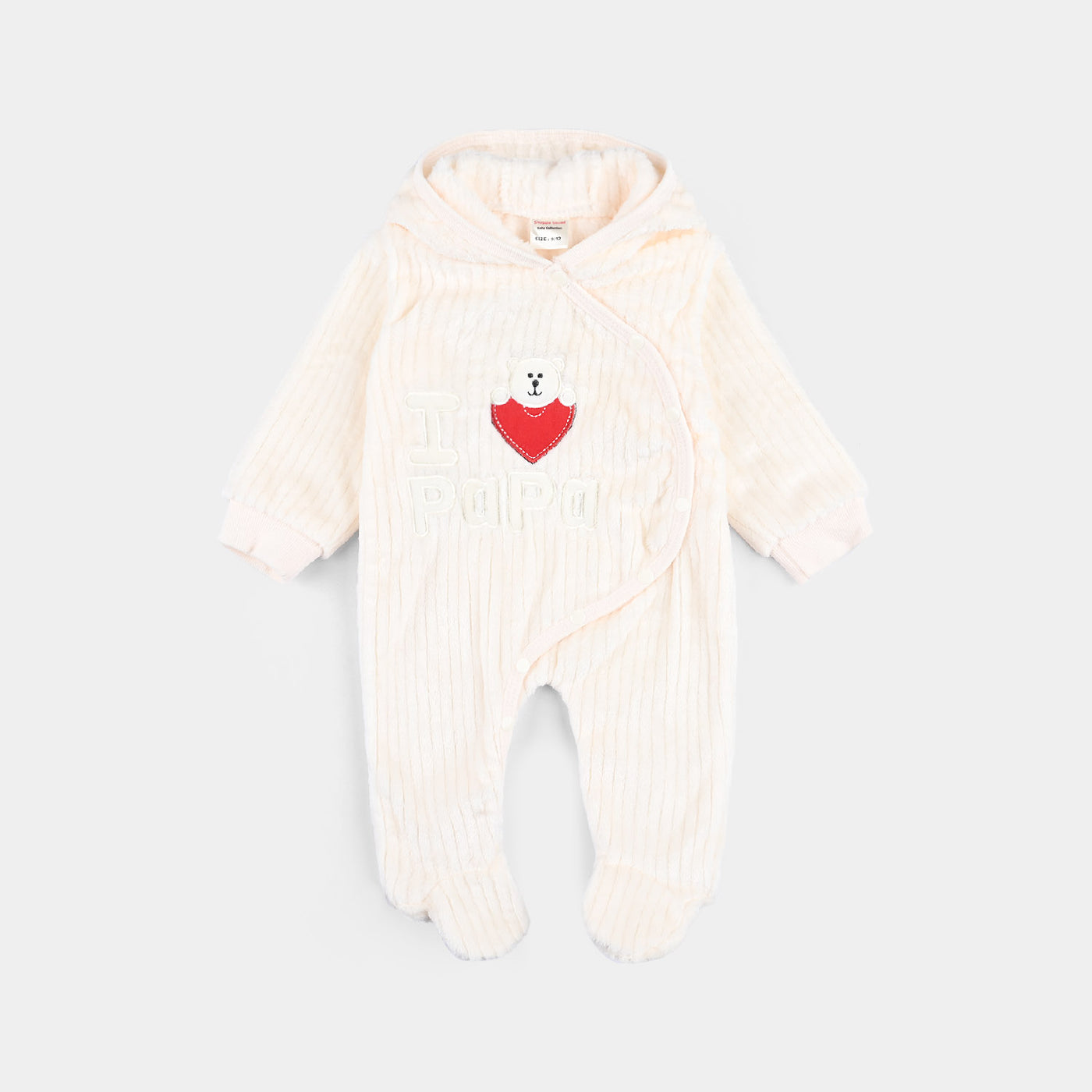 Infant Unisex Mix Fabric Romper-Cream