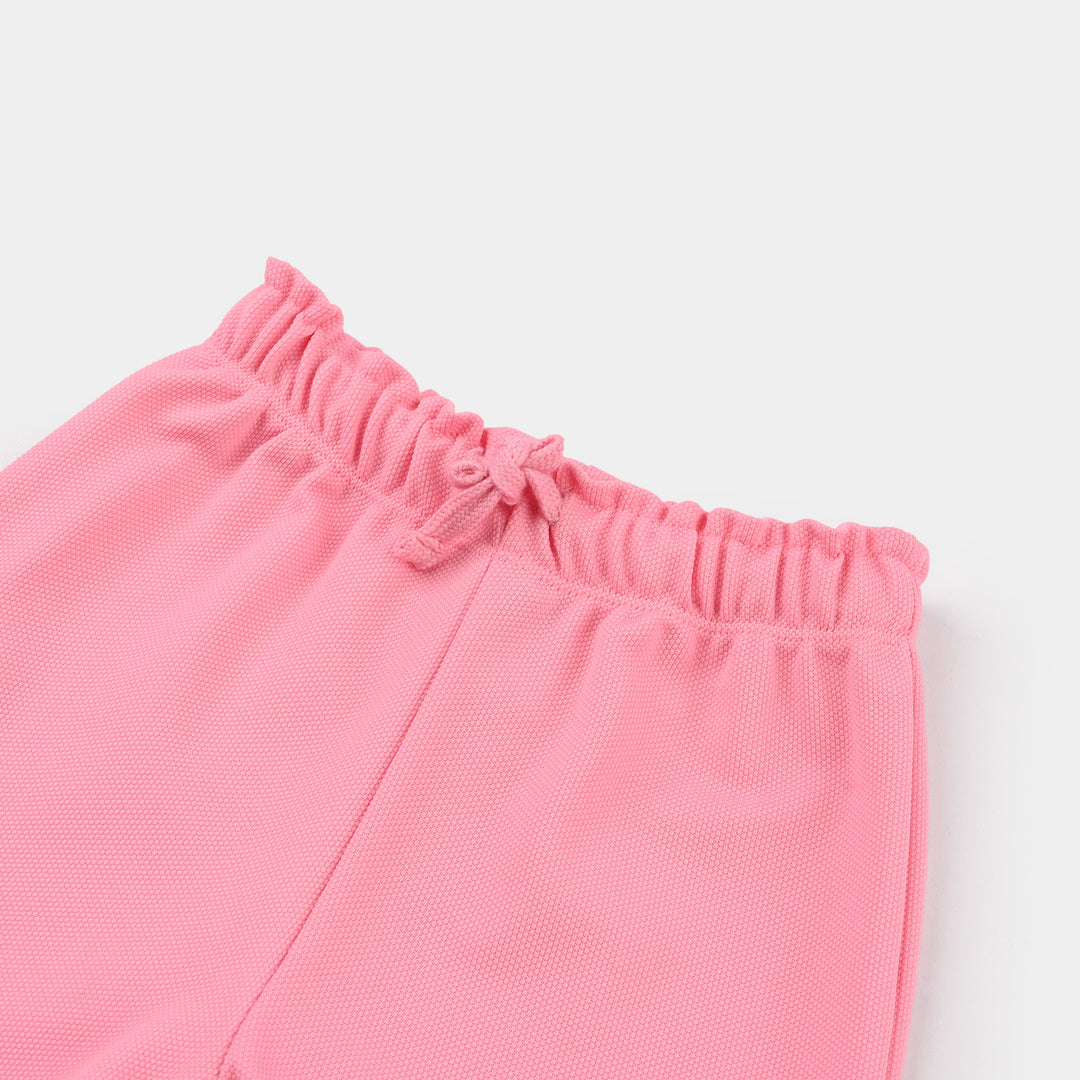 Infant Girls Cotton PK Knitted Shorts - Pink