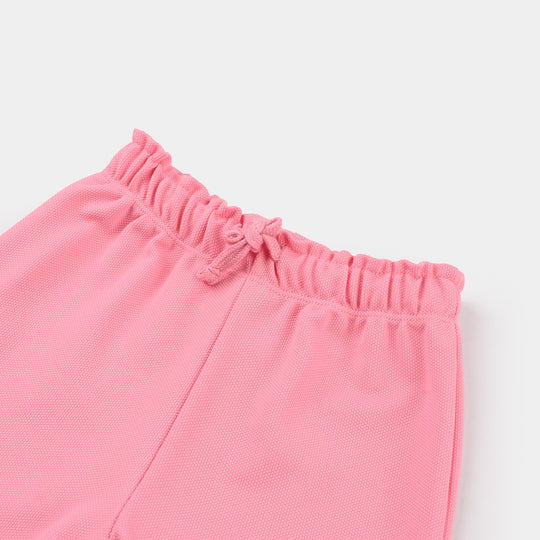 Infant Girls Cotton PK Knitted Shorts - Pink