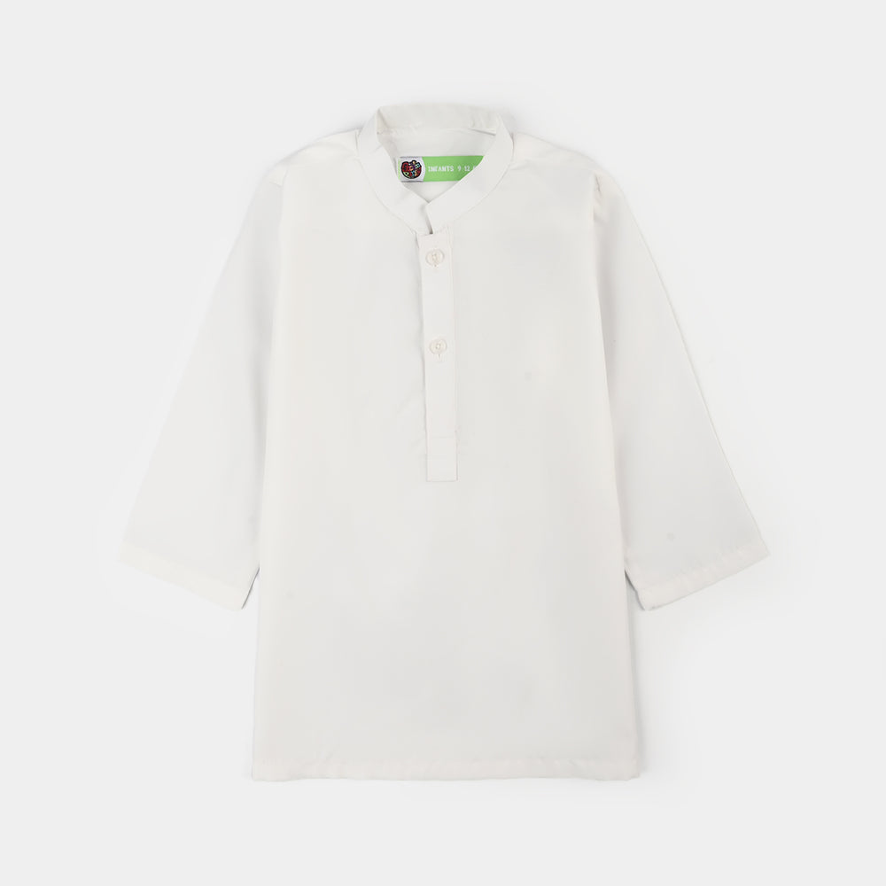 Infant Boys Poly Viscos Kurta Pajama (White Blended)