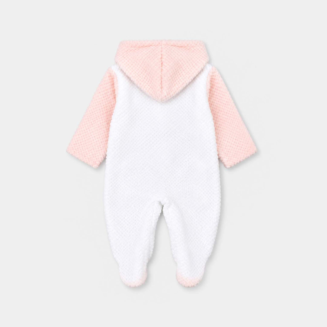Infant Unisex Sherpa Romper Fl236-1P - White/Pink