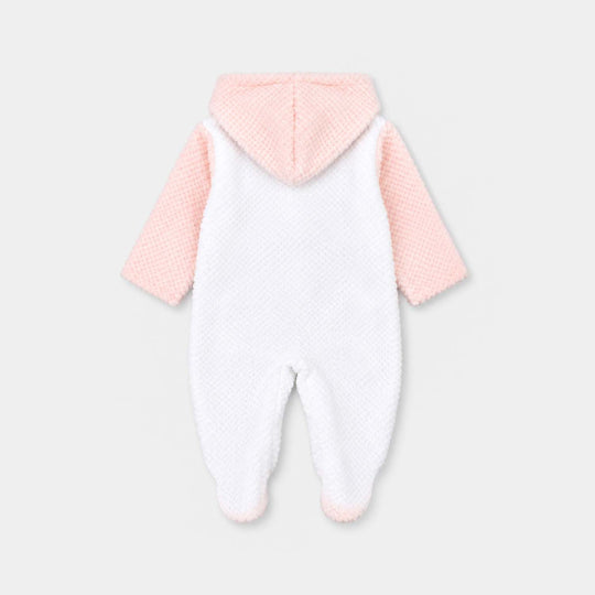 Infant Unisex Sherpa Romper Fl236-1P - White/Pink