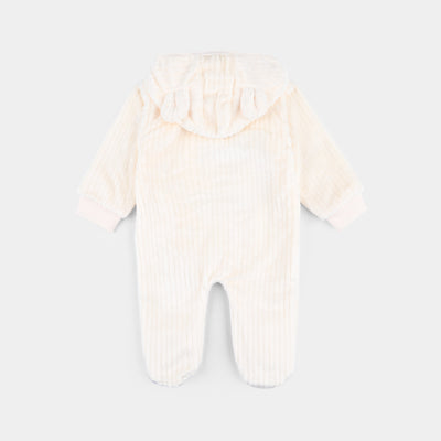 Infant Unisex Mix Fabric Romper-Cream