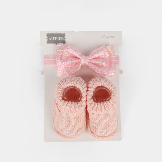 Baby Socks Booties with Headband | 3-12M
