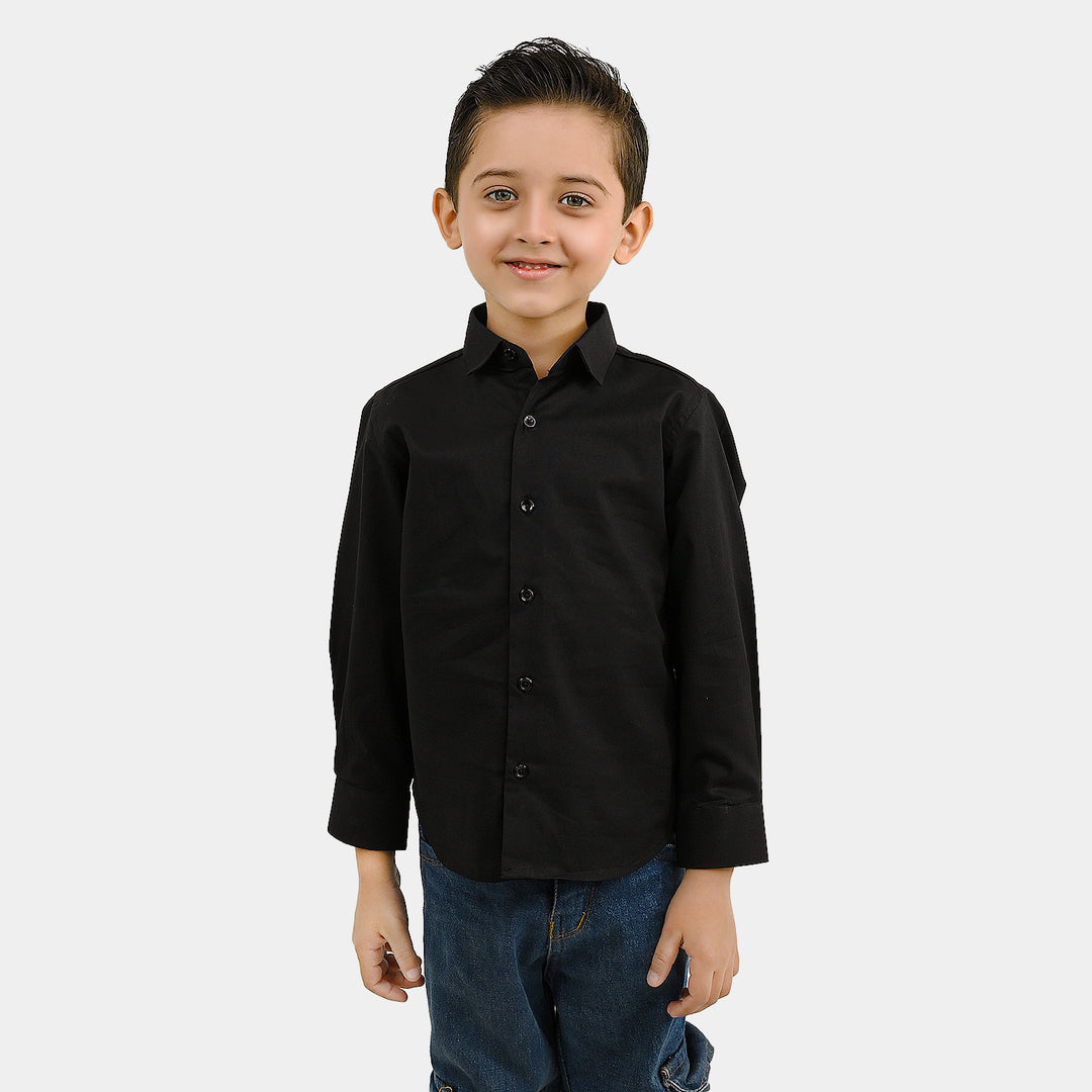 Boys Cotton Poplin Formal Shirt - Black
