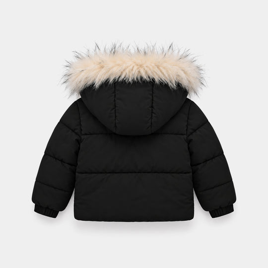 Infant Girls Polyester Quilted Jacket Character-BLACK